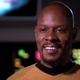 Benjamin Sisko smiles as he speaks to Captain Kirk in the climax of Star Trek: Deep Space Nine's 30th anniversary special, "Trials and Tribble-ations".